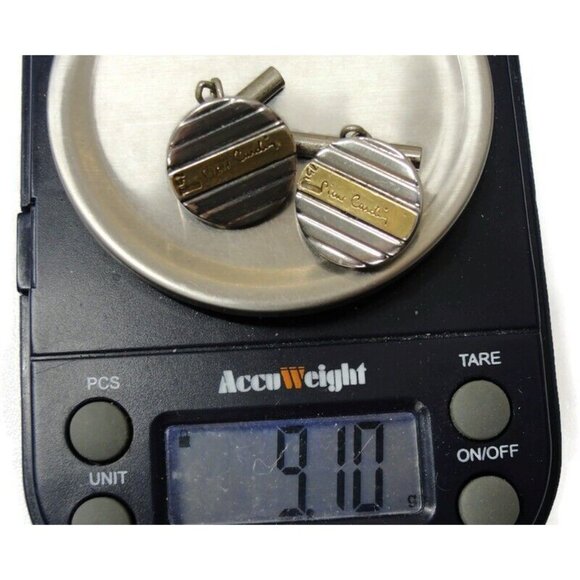 Pierre Cardin 18K Gold & 925 Sterling Silver Round Cufflinks Chain Links - Picture 10 of 11